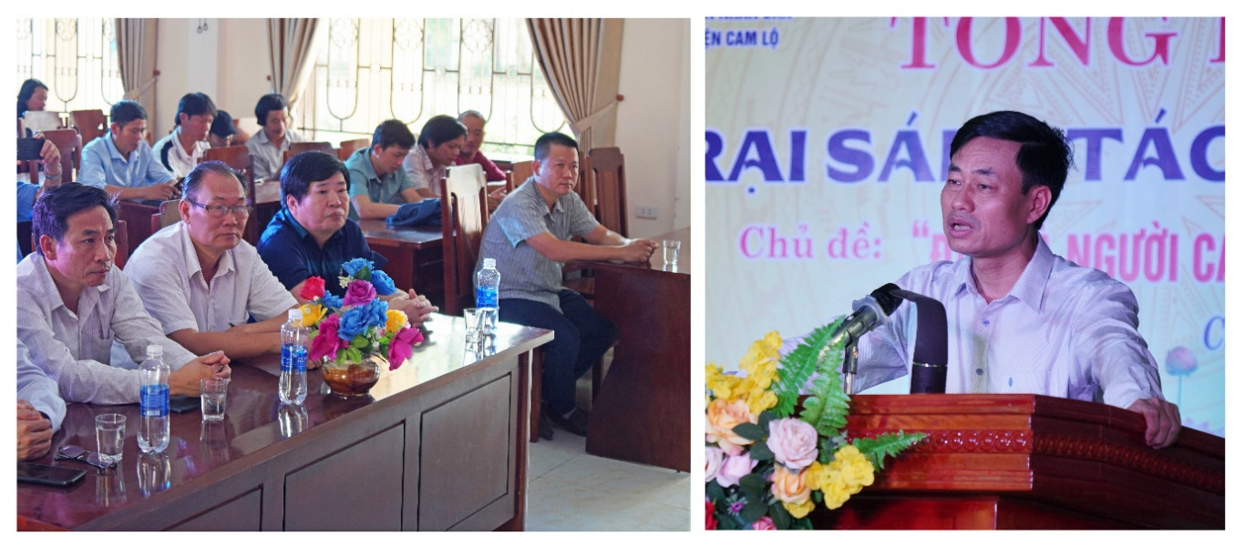 Ph&oacute; Chủ tịch UBND huyện Cam Lộ Nguyễn Thanh Bắc ph&aacute;t biểu tại buổi Tổng kết Trại s&aacute;ng t&aacute;c.