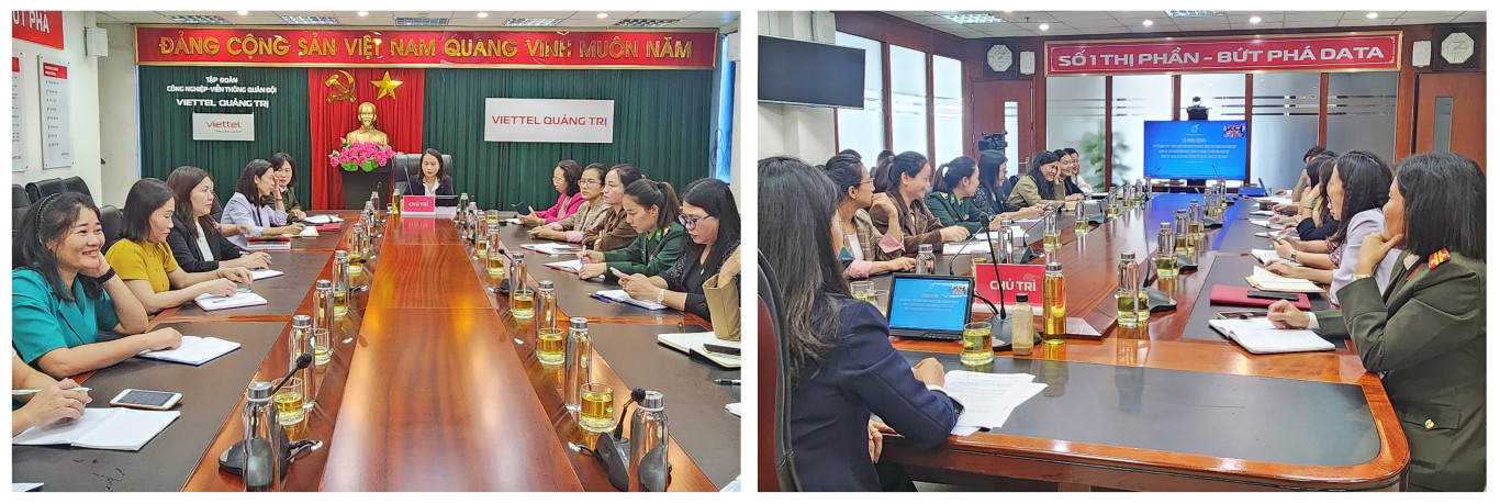 Hội LHPN tỉnh Quảng Trị c&ugrave;ng đại biểu tham dự Lễ ph&aacute;t động trực tuyến tại điểm cầu Quảng Trị - Ảnh: T.N