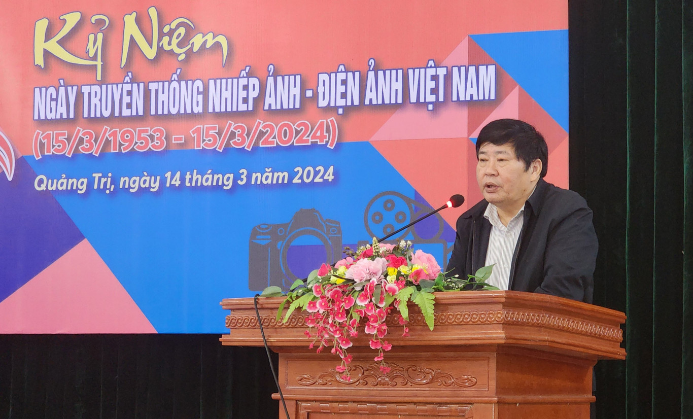 Nh&agrave; thơ Nguyễn Văn D&ugrave;ng - B&iacute; Thư Đảng đo&agrave;n, Chủ tịch Hội VHNT tỉnh ph&aacute;t biểu chỉ đạo - Ảnh: T.H
