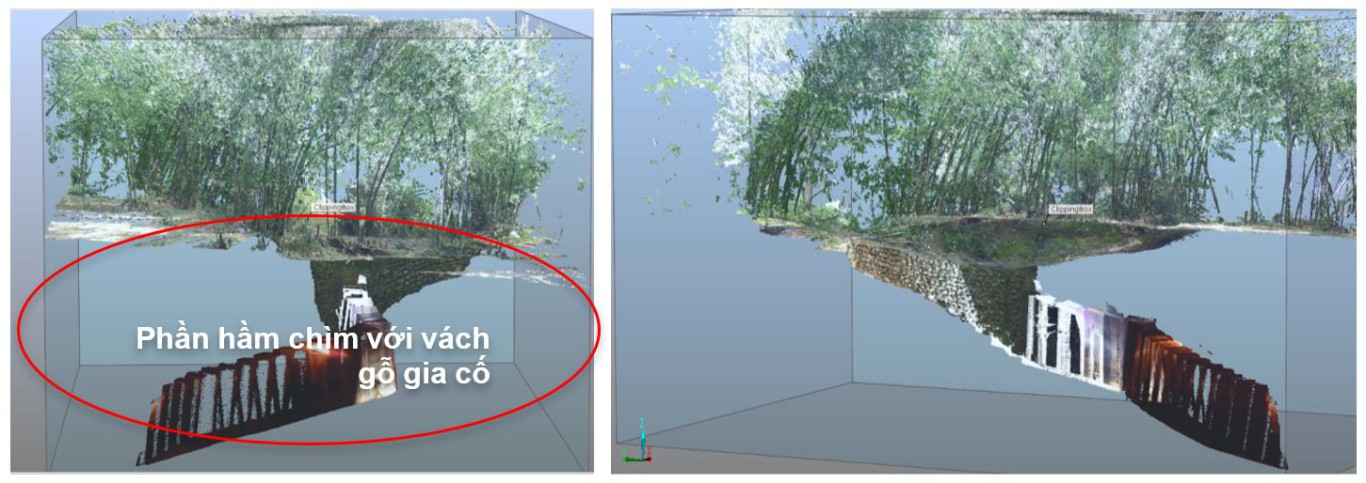 Sau khi xử l&yacute; v&agrave; x&acirc;y dựng ho&agrave;n chỉnh m&ocirc; h&igrave;nh 3D khu vực Cửa số 3 Địa đạo Vịnh Mốc, rất dễ d&agrave;ng để hiển thị h&igrave;nh ảnh ở c&aacute;c g&oacute;c độ kh&aacute;c nhau để thấy r&otilde; hơn mối li&ecirc;n hệ giữa đường hầm ngầm v&agrave; bề mặt đất. Tr&ecirc;n m&ocirc; h&igrave;nh 3D cũng cho ph&eacute;p tiến h&agrave;nh đo đạc x&aacute;c định c&aacute;c th&ocirc;ng số khoảng c&aacute;ch, chu vi, diện t&iacute;ch, thể t&iacute;ch&hellip; ở bất kỳ khu vực n&agrave;o