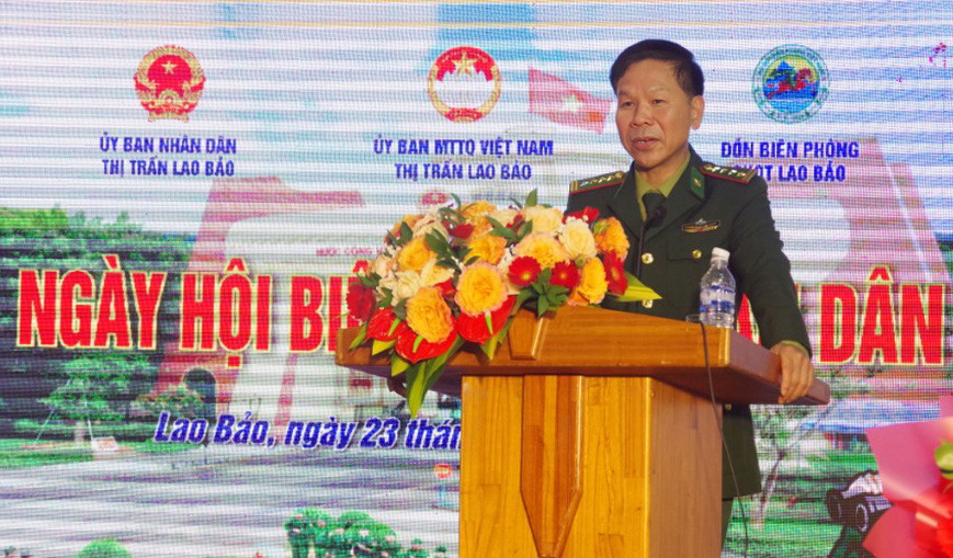 Đại t&aacute; Ng&ocirc; Xu&acirc;n Thường, UVBTV, Ph&oacute; Ch&iacute;nh ủy BĐBP tỉnh ph&aacute;t biểu chỉ đạo - Ảnh: V.S