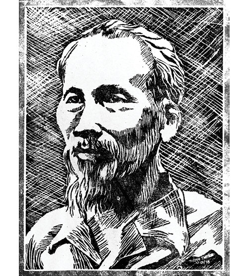 “Chân dung Hồ Chủ tịch” - tranh khắc thạch cao của Hồ Thanh Thoan