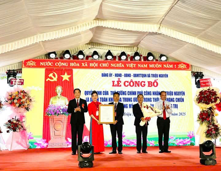 Xã Triệu Nguyên nhận Quyết định của Thủ tướng Chính phủ công nhận xã An toàn khu - Ảnh: T.H