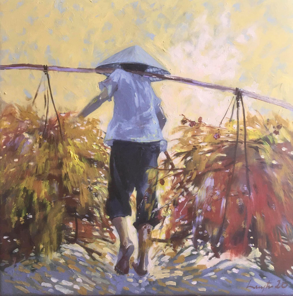 Người giữ lửa, Acrylic on canvas. Tranh của Trần Huỳnh C&ocirc;ng Huy
